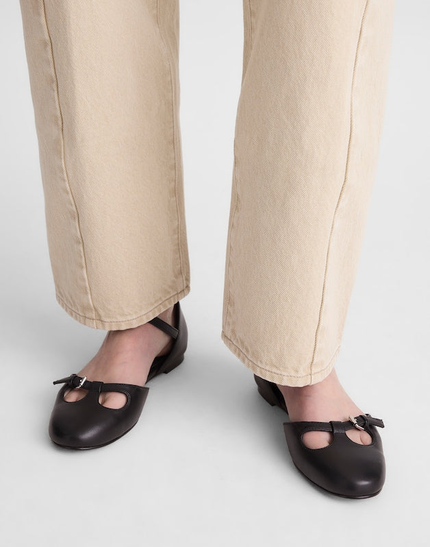 The Hester Ankle-Strap d'Orsay Flat TRUE BLACK