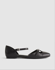 The Hester Ankle-Strap d'Orsay Flat TRUE BLACK