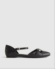 The Hester Ankle-Strap d'Orsay Flat TRUE BLACK