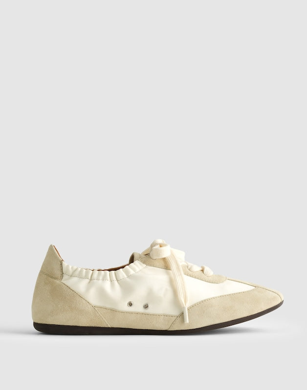 The Greta Ballet Sneaker in Nylon &amp; Suede VINTAGE KHAKI MULTI