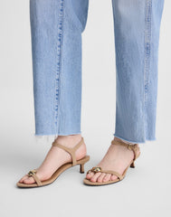 The Mila Sculpted Hardware Thong Sandal in Suede FIELD KHAKI