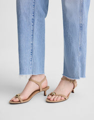 The Mila Sculpted Hardware Thong Sandal in Suede FIELD KHAKI