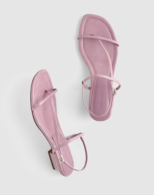 The Maycie Asymmetric T-Strap Sandal in Patent Leather PROVENCE GRAPE
