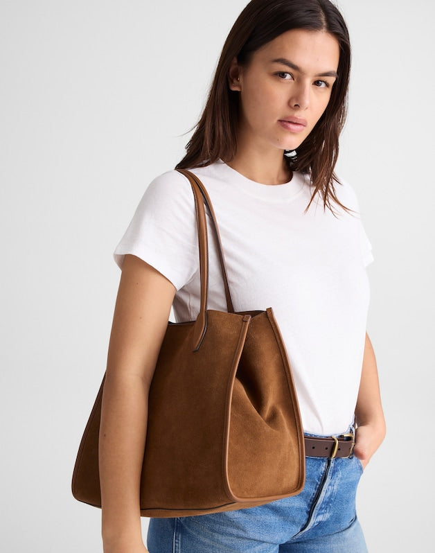 The Lexington Tote in Suede AGED COGNAC