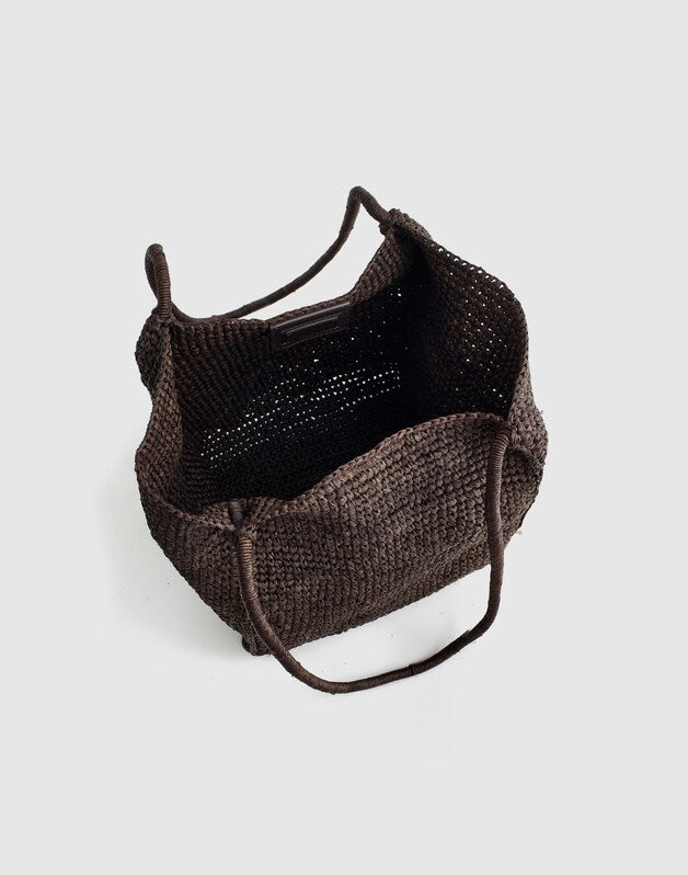 The Lexington Small Tote in Raffia DARK CAROB