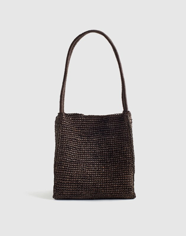 The Lexington Small Tote in Raffia DARK CAROB