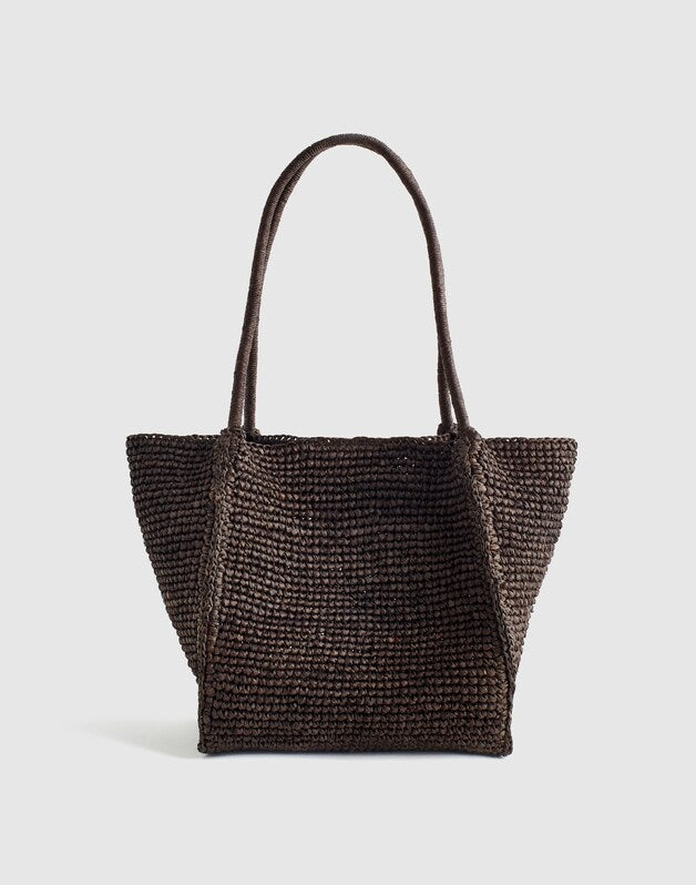 The Lexington Small Tote in Raffia DARK CAROB