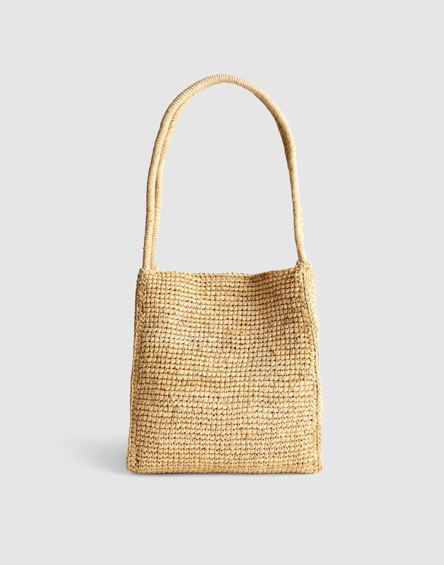The Lexington Small Tote in Raffia WARM COFFEE MULTI