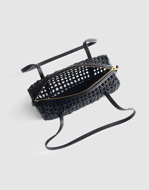 The Brioche Mini Shoulder Bag in Open Leather TRUE BLACK