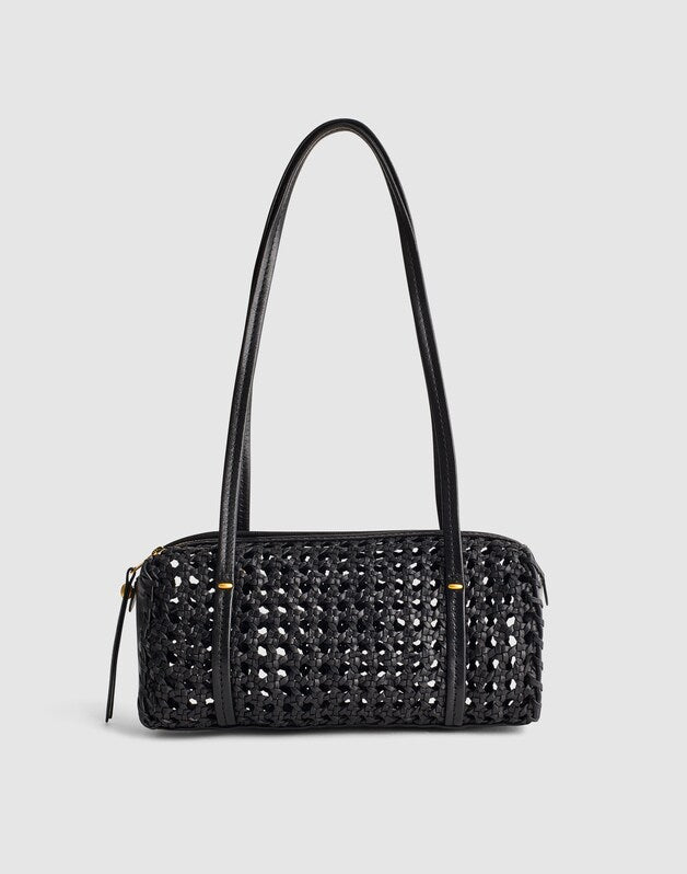 The Brioche Mini Shoulder Bag in Open Leather TRUE BLACK