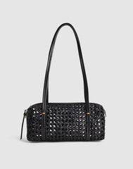 The Brioche Mini Shoulder Bag in Open Leather TRUE BLACK
