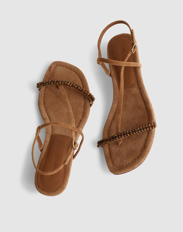 The Maycie Strappy Sandal in Suede AGED COGNAC
