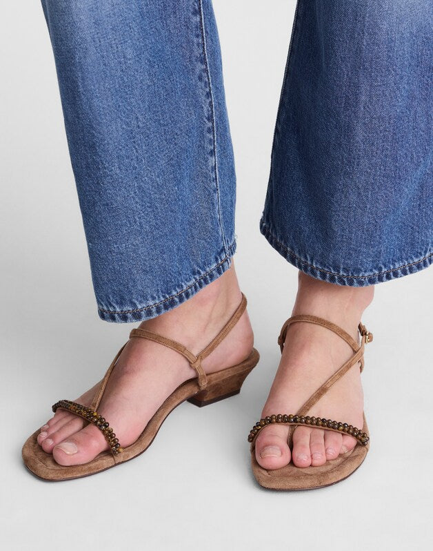 The Maycie Strappy Sandal in Suede AGED COGNAC