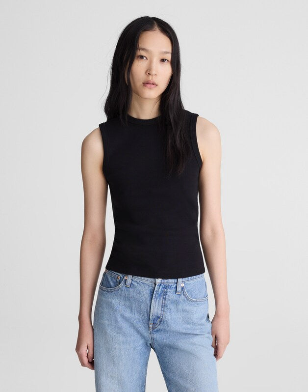 The '90s Shell Tank in Compact Cotton JET BLACK