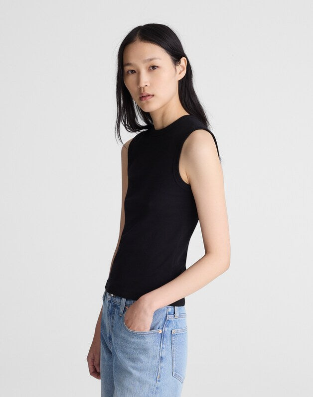The '90s Shell Tank in Compact Cotton JET BLACK