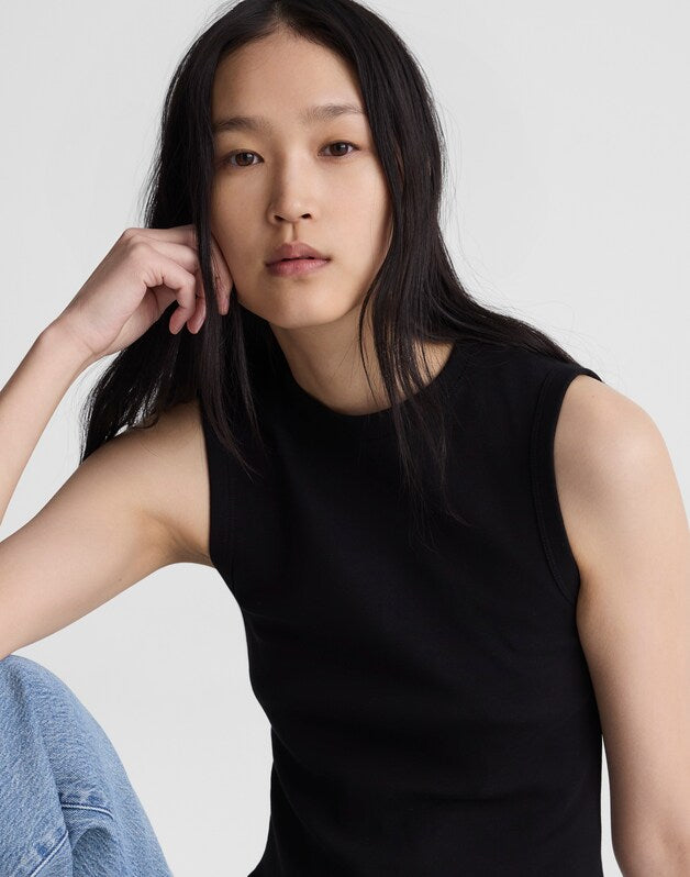 The '90s Shell Tank in Compact Cotton JET BLACK