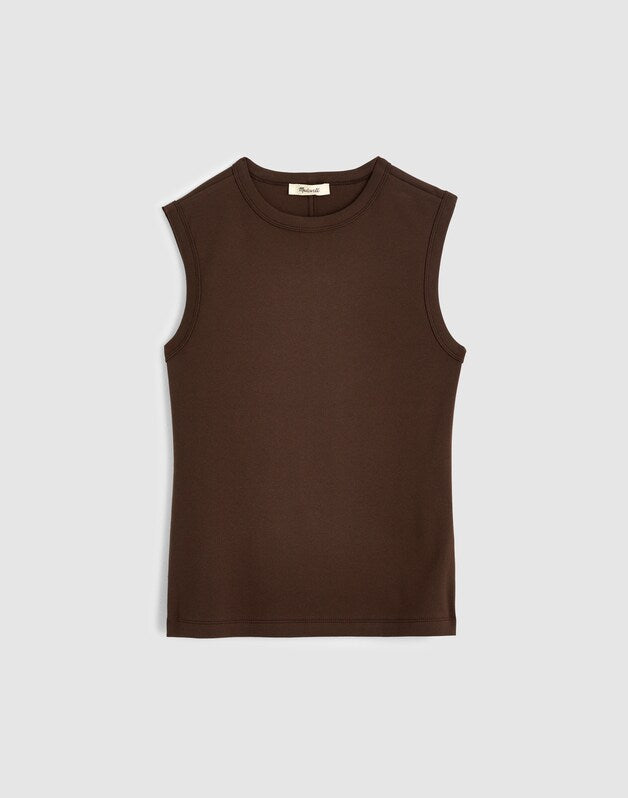 The '90s Shell Tank in Compact Cotton DARK BROWN