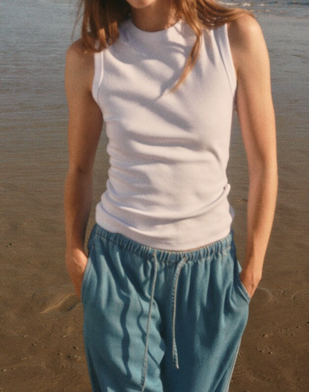 The '90s Shell Tank in Compact Cotton WHITE