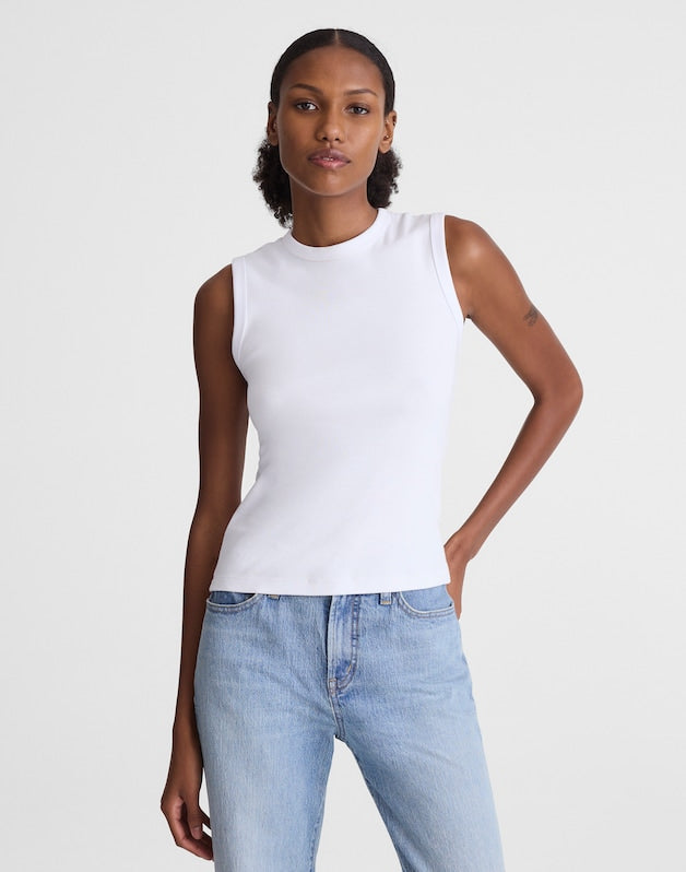 The '90s Shell Tank in Compact Cotton WHITE