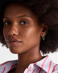 Demi-Fine Chain Huggie Hoop Earrings WHITE SAPPHIRE