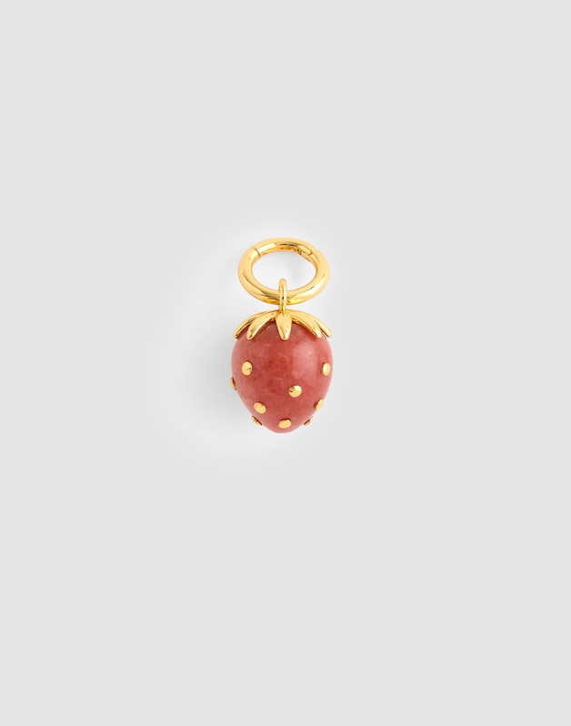 Semiprecious Strawberry Charm ANTIQUE GOLD