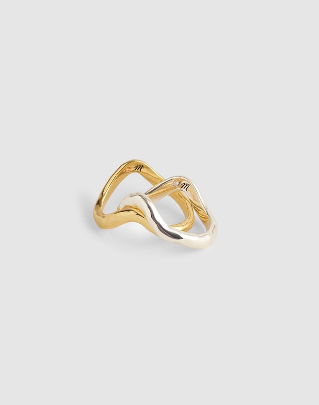 Hammered Sculptural Stacking Ring Set MIXED METAL