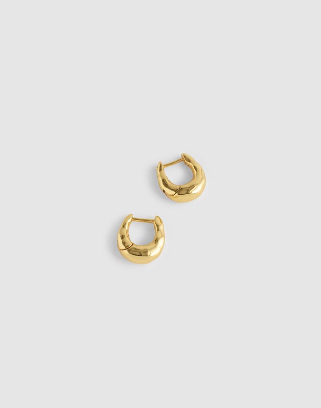 Hammered Puffy Huggie Hoop Earrings ANTIQUE GOLD