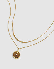 Two-Pack Stone Inlay Coin Necklace Set TIGERS EYE