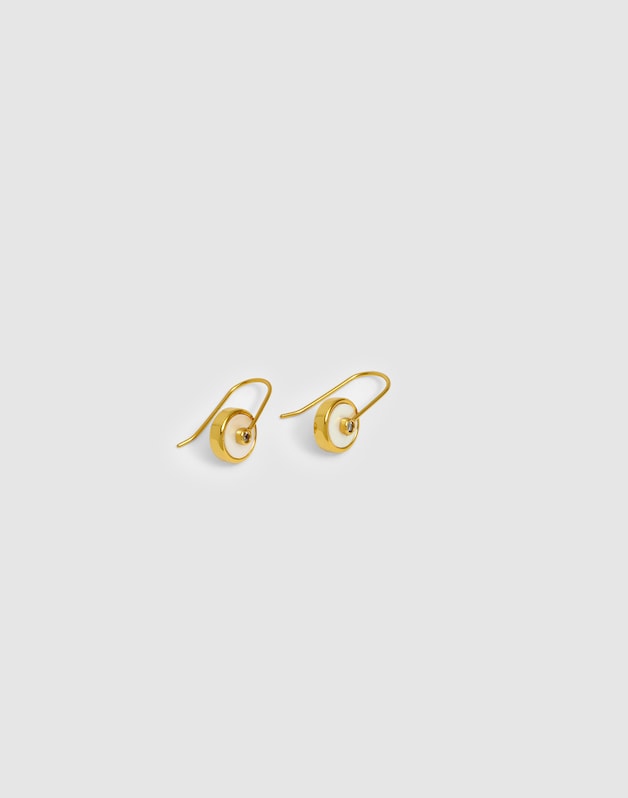 Stone Inlay Coin Earrings MOTHER OF PEARL