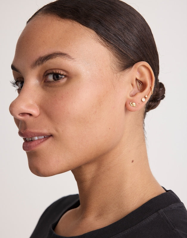 Demi-Fine Snail Stud Earrings 14K GOLD