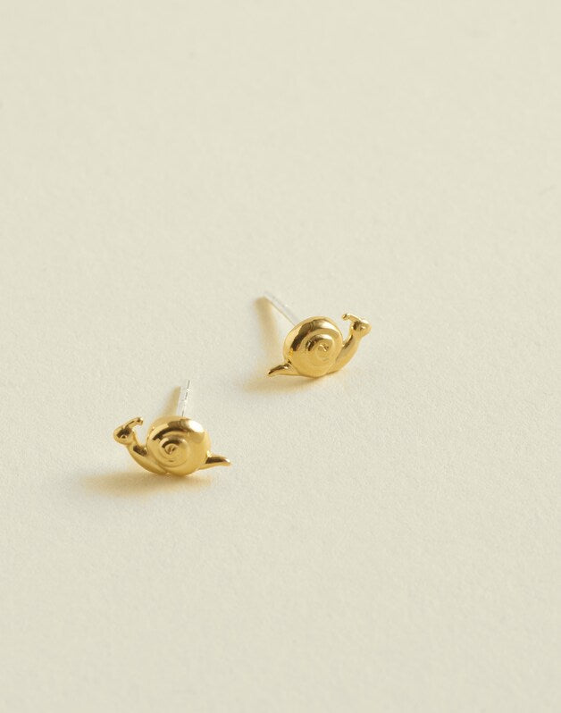 Demi-Fine Snail Stud Earrings 14K GOLD