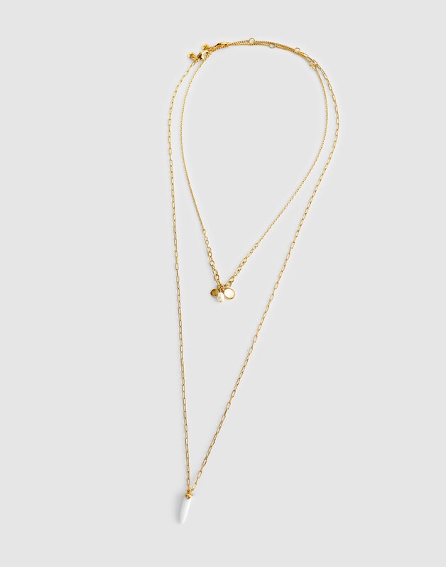 Mother-of-Pearl Horn Necklace Set ANTIQUE GOLD