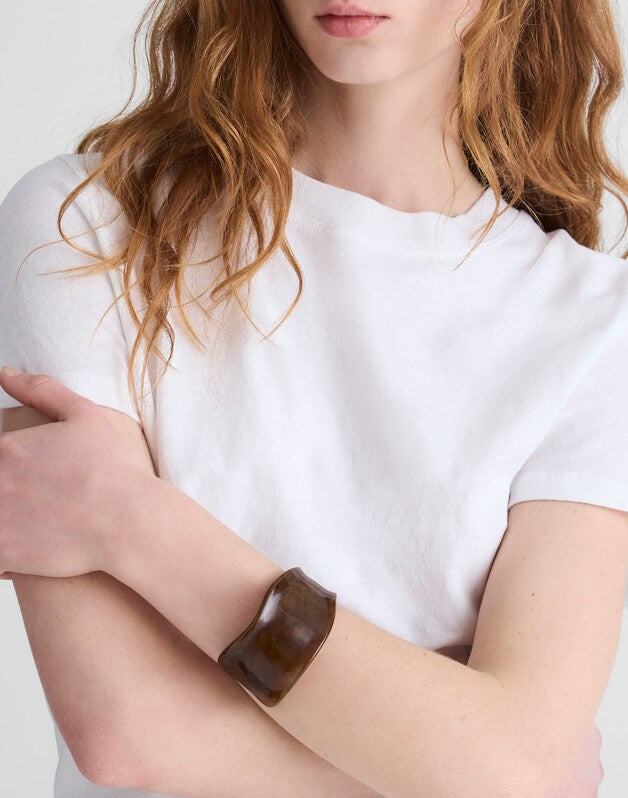 Resin Sculptural Wide Cuff Bracelet DARK BROWN