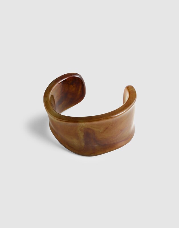 Resin Sculptural Wide Cuff Bracelet DARK BROWN