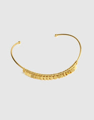 Coin Cluster Wire Choker Necklace ANTIQUE GOLD