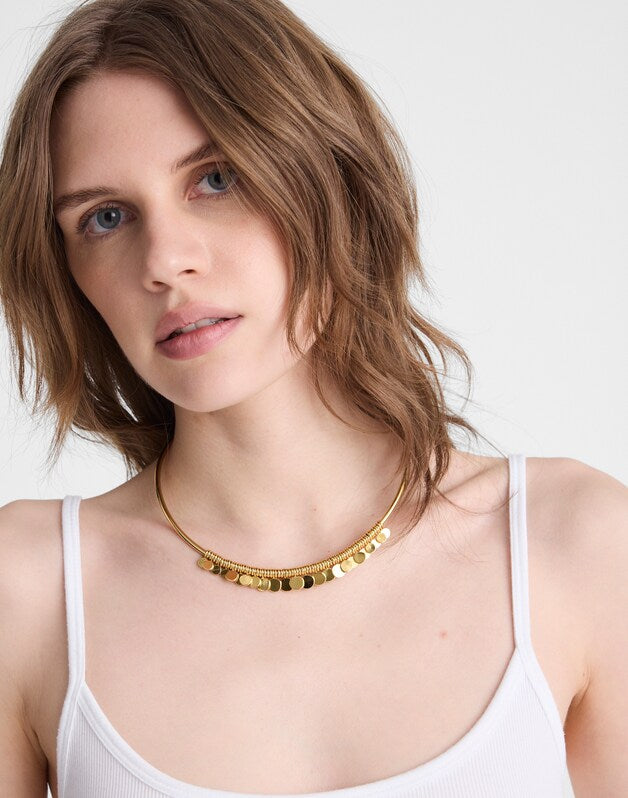 Coin Cluster Wire Choker Necklace ANTIQUE GOLD