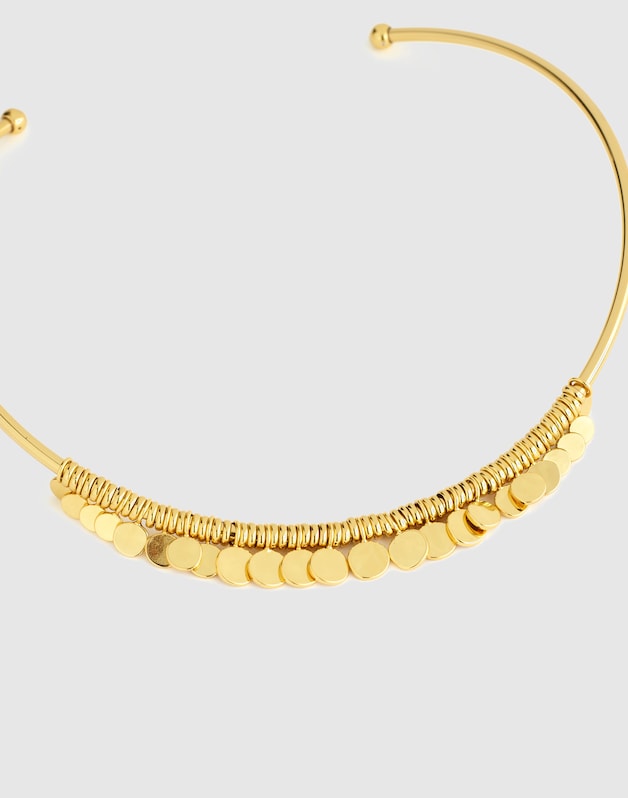 Coin Cluster Wire Choker Necklace ANTIQUE GOLD