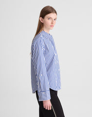 The Signature Y-Neck Shirt in Poplin FRENCH BLUE