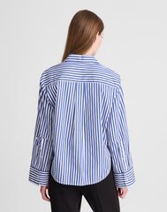 The Signature Y-Neck Shirt in Poplin FRENCH BLUE