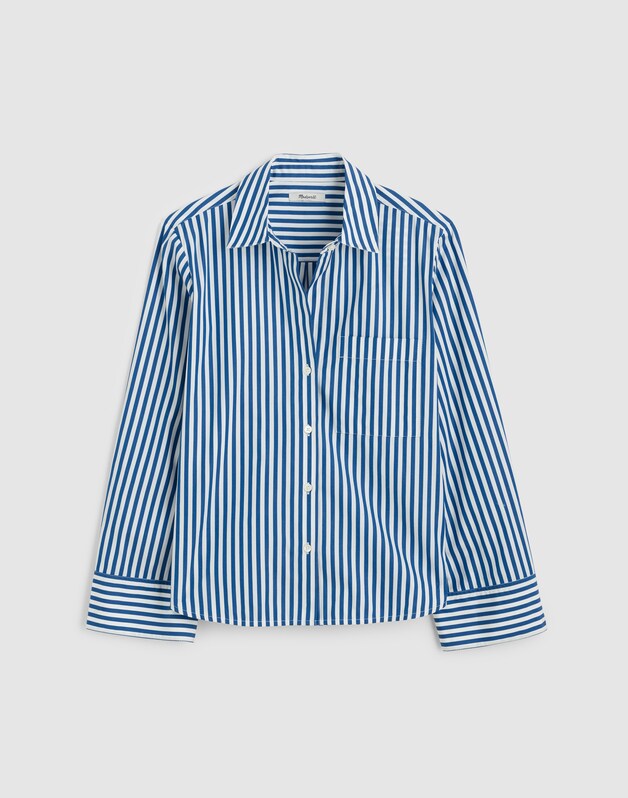 The Signature Y-Neck Shirt in Poplin FRENCH BLUE