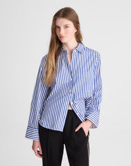 The Signature Y-Neck Shirt in Poplin FRENCH BLUE