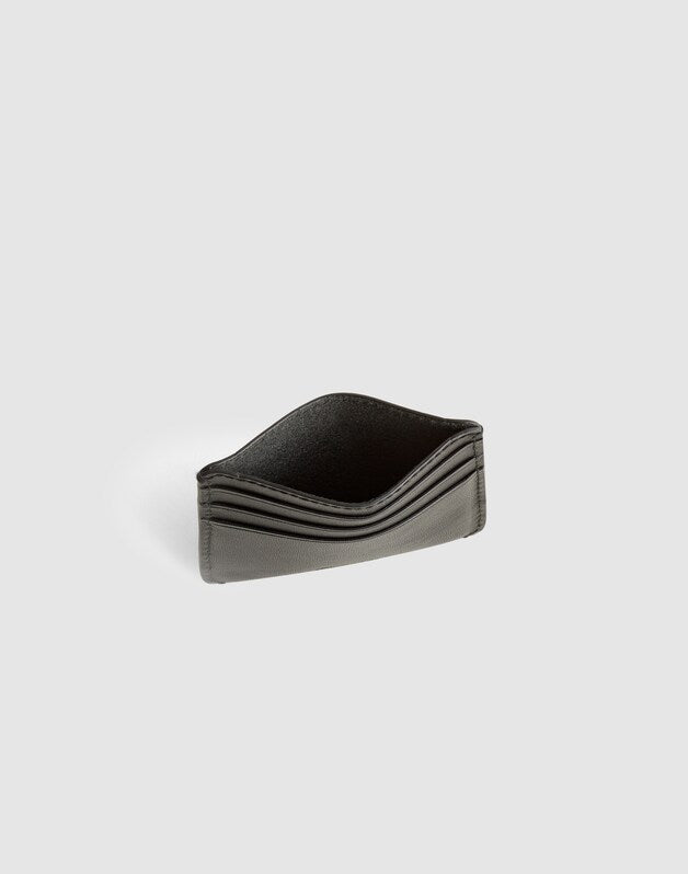 Curved Card Case in Leather TRUE BLACK
