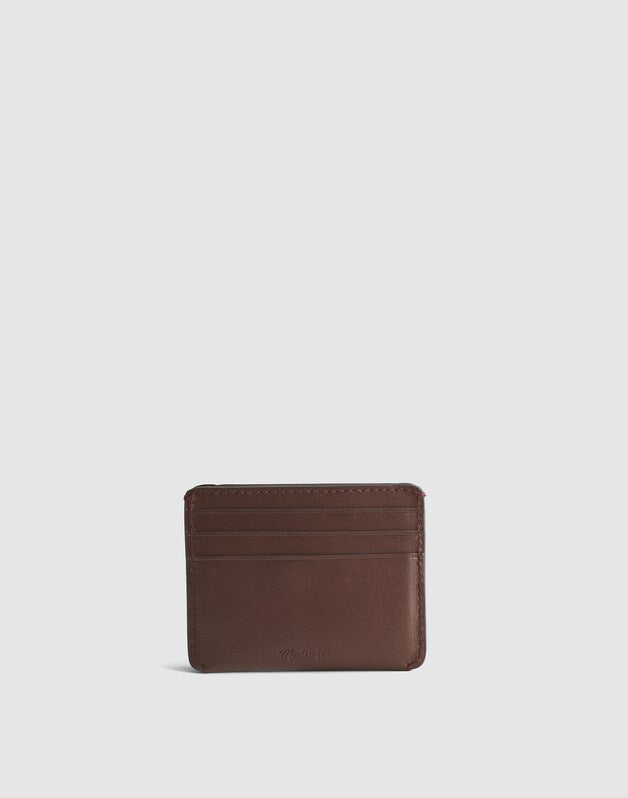 Curved Card Case in Leather CHOCOLATE RAISIN