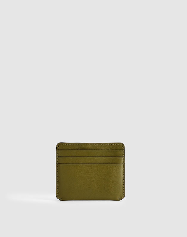 Curved Card Case in Leather CLASSIC OLIVE