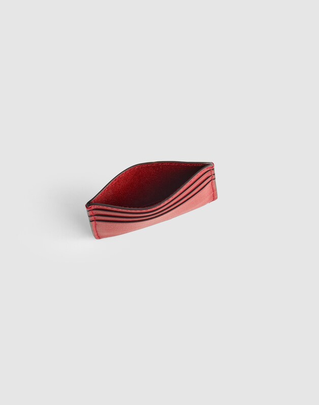 Curved Card Case in Leather SCARLET