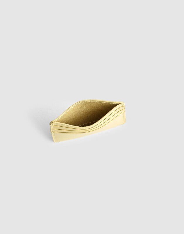 Curved Card Case in Leather PALE PINEAPPLE