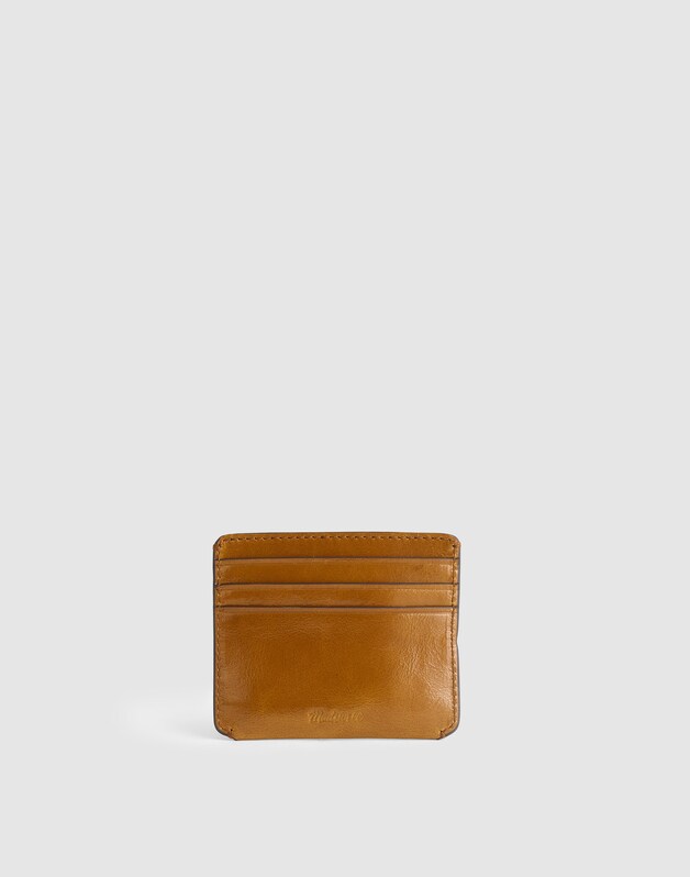 Curved Card Case in Patent Leather GLAZED WALNUT