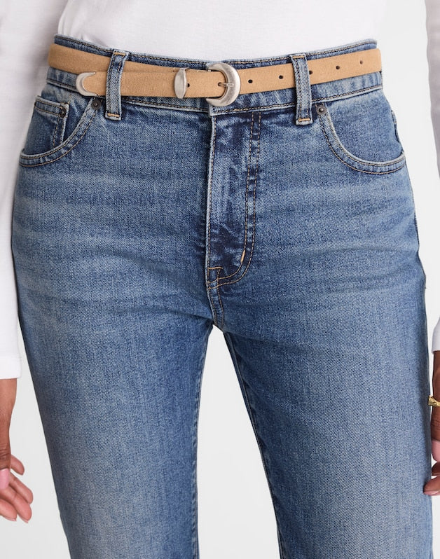 Domed-Buckle Belt in Suede WALNUT SHELL