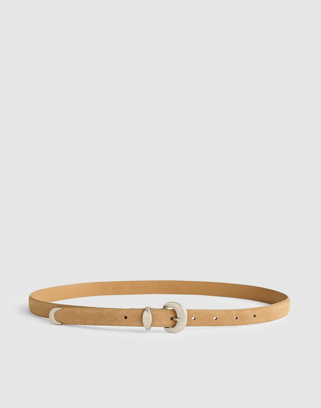 Domed-Buckle Belt in Suede WALNUT SHELL