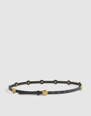 Dome-Studded Skinny Belt in Leather TRUE BLACK
